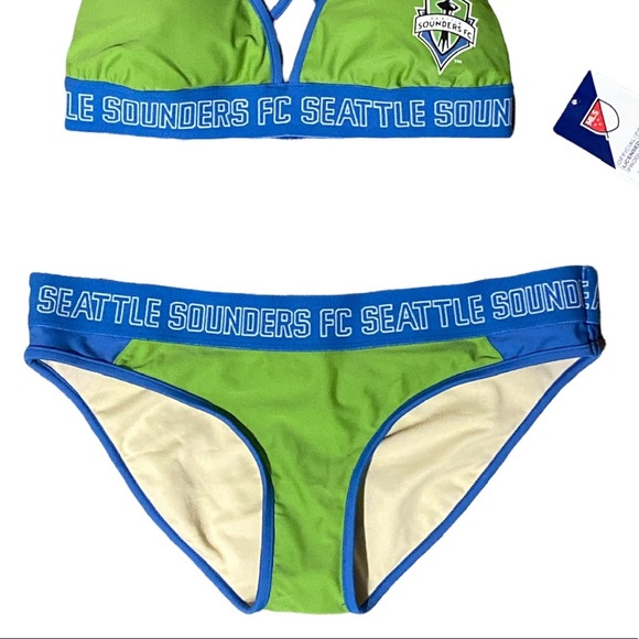 Seattle Sounders Soccer 2 Piece Bikini Swimsuit Green Blue Women’s Medium or XL - Picture 7 of 7